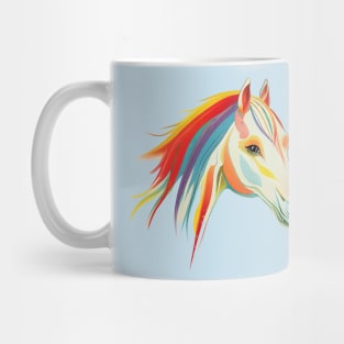 Beautiful Horse with Rainbow Mane on Pink Mug